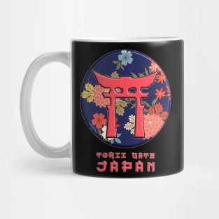 Torii Gate Shinto Japan Asian Culture Red Floral Pattern Chrysanthemum Cherry Blossom 55 Mug